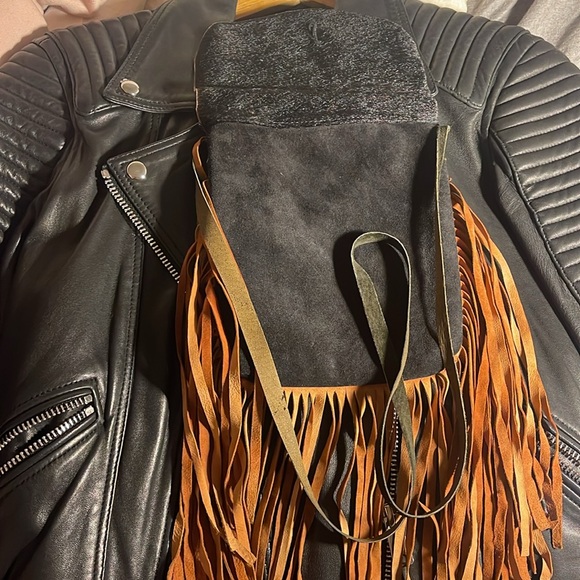 Boho suede calf skin/Leather fringe purse - Picture 3 of 8